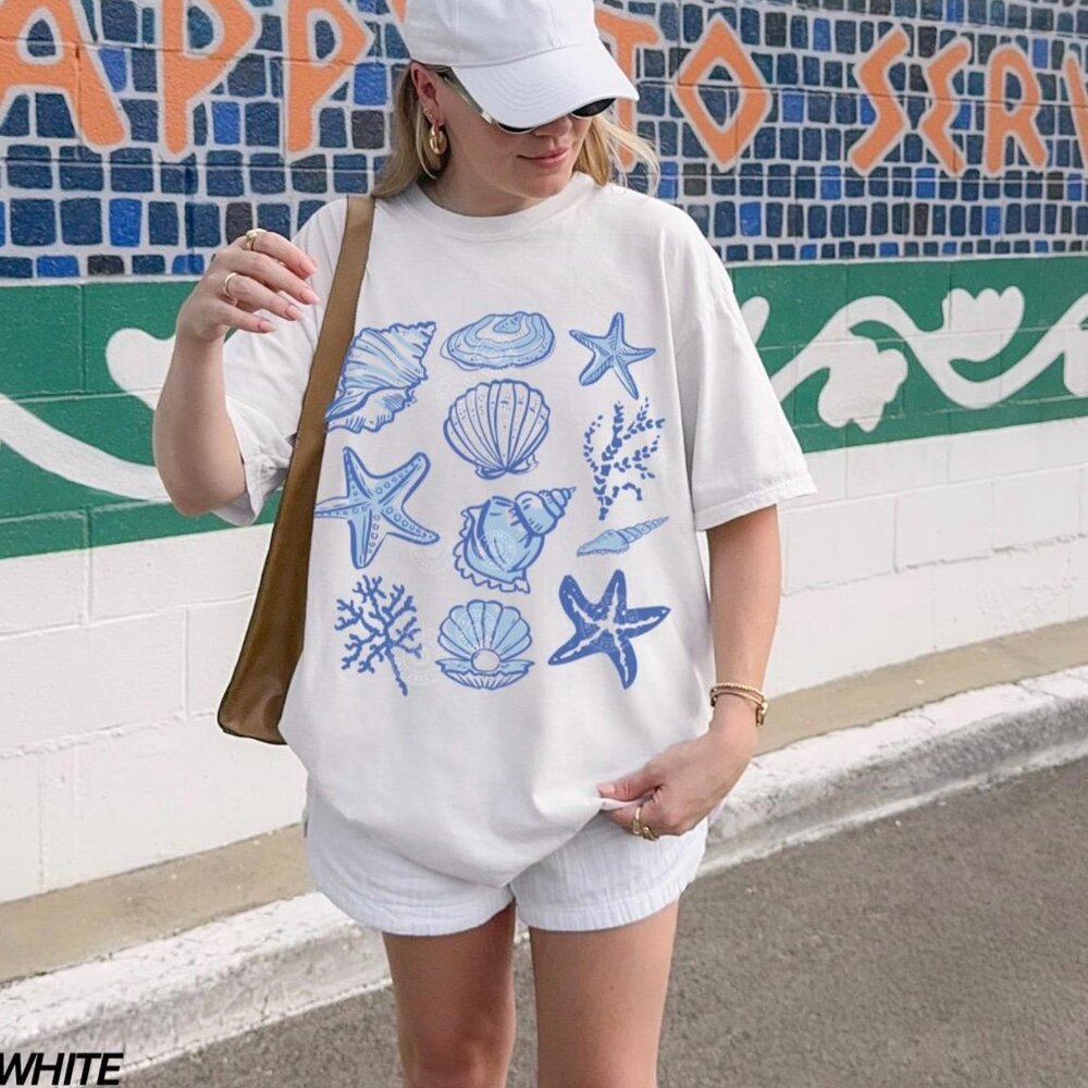 Seashell Shirt Women Beach Ocean Graphic Tee